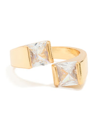 Gold Plated Cubic Zirconia Square Ring - link has visual effect only