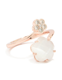 Rose Gold Cubic Zirconia Open Flower Ring - link has visual effect only