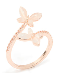 Rose Gold Cubic Zirconia Open Butterfly Ring - link has visual effect only