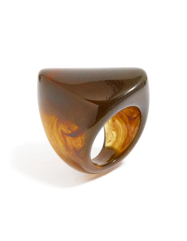 Dark Brown Acrylic Large Obtuse Ring