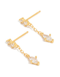 Gold Plated Sterling Silver Cubic Zirconia Drop Chain Earrings - link has visual effect only