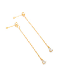 Gold Plated Sterling Silver Cubic Zirconia Chain Stud Earrings - link has visual effect only
