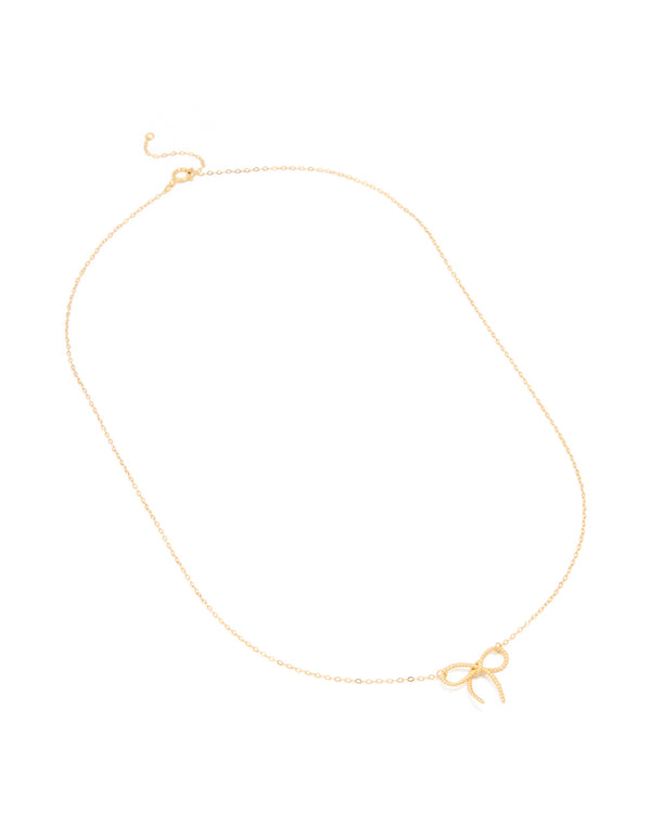 Gold Plated Sterling Silver Large Bow Necklace