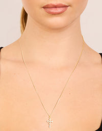 Gold Plated Sterling Silver Cubic Zirconia Cross Necklace - link has visual effect only