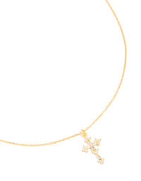 Gold Plated Sterling Silver Cubic Zirconia Cross Necklace - link has visual effect only