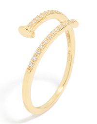 Gold Plated Sterling Silver Adjustable Nail Ring - link has visual effect only