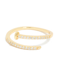 Gold Plated Sterling Silver Adjustable Nail Ring - link has visual effect only