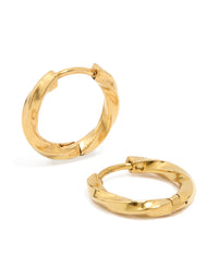 Waterproof Gold Plated Stainless Steel Huggie Earrings - link has visual effect only