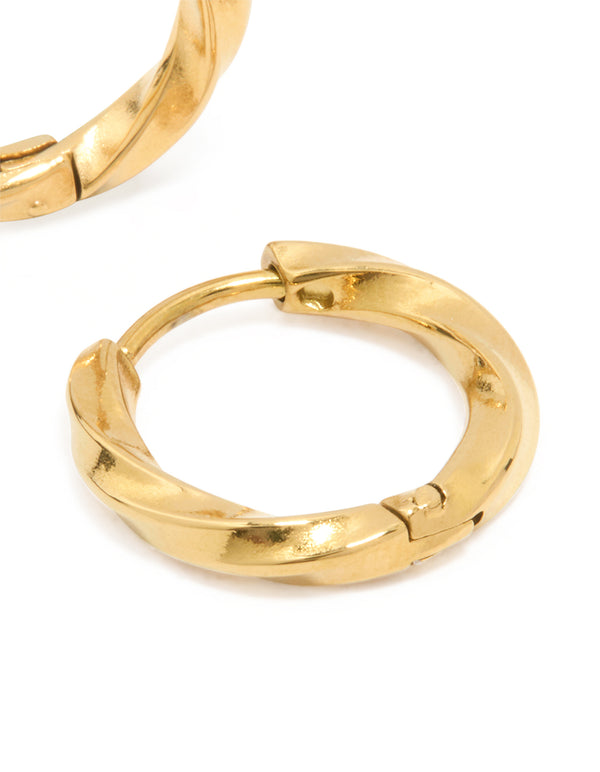Waterproof Gold Plated Stainless Steel Huggie Earrings