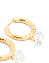 Wateproof Gold Plated Stainelss Steel Diamante Huggie Earrings - link has visual effect only