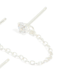 Sterling Silver Chain Double Stud Earrings - link has visual effect only