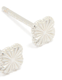 Sterling Silver Clean Tiny Flower Earrings - link has visual effect only