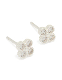 Sterling Silver Cubic Zirconia Mini Flower Stud Earrings - link has visual effect only