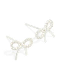 Sterling Silver Large Cubic Zirconia Bow Stud Earrings - link has visual effect only