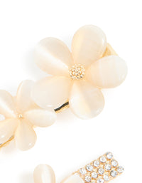 Gold Diamante Pave Double Flower Hair Clips 2-Pack - link has visual effect only