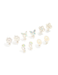 Silver Butterfly Clip-On Earrings 5-Pack - link has visual effect only