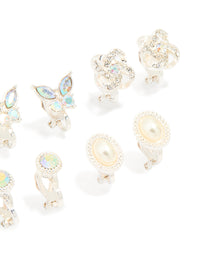 Silver Butterfly Clip-On Earrings 5-Pack - link has visual effect only