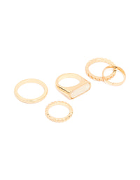 Gold Pearl Signet Rings 5-Pack - link has visual effect only