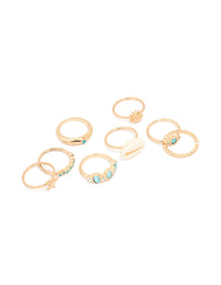 Gold Sea-Themed Rings 8-Pack - link has visual effect only