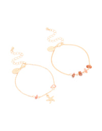 Gold Starfish Chip Bracelets 2-Pack - link has visual effect only