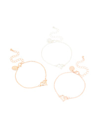 Mixed Metal Heart Bracelets 3-Pack - link has visual effect only