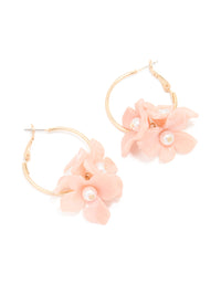 Gold Pink Acrylic Flower Drop Earrings - link has visual effect only