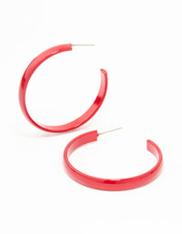 Pink Coated Metal Shiny Flat Hoop Earrings - link has visual effect only