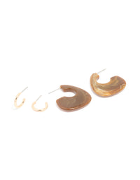 Gold & Brown Acrylic Hoop Earrings 2-Pack - link has visual effect only