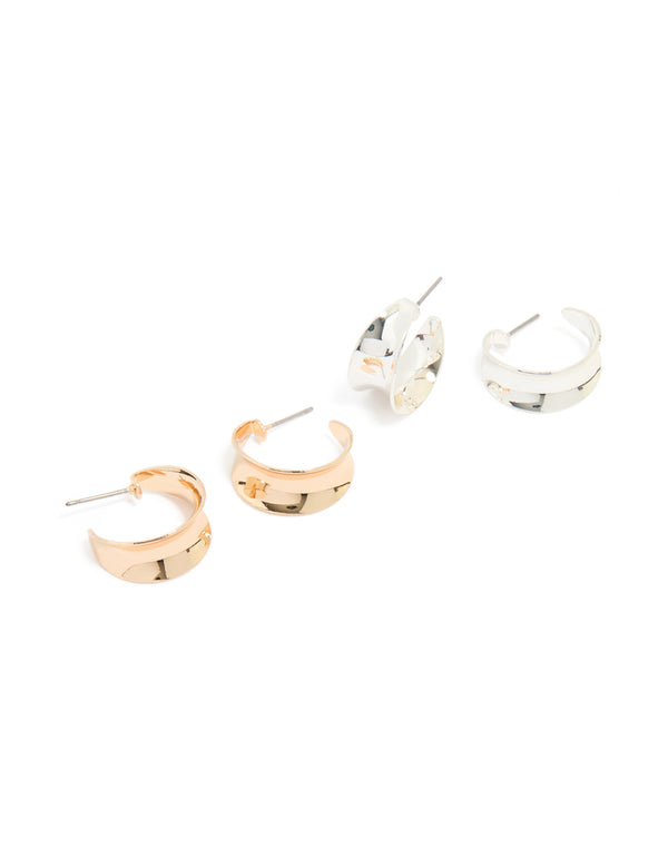 Mixed Metal Slope Hoop Earrings 2-Pack
