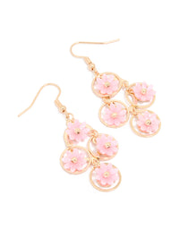Pink Daisy 4-Flower Drop Earrings - link has visual effect only