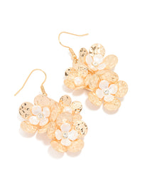 Gold Pearl Flower Drop Earrings - link has visual effect only