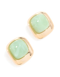 Gold Green Marble Centre Stud Earrings - link has visual effect only