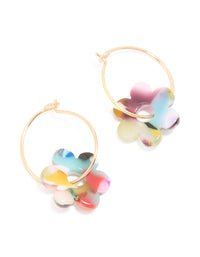 Gold Marble Acrylic Flower Rondell Earrings - link has visual effect only