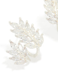 Silver Plated Cubic Zirconia Roman Leaf Crawler Earrings - link has visual effect only