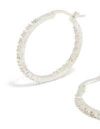 Silver Plated Cubic Zirconia Skinny Large Hoop Earrings - link has visual effect only