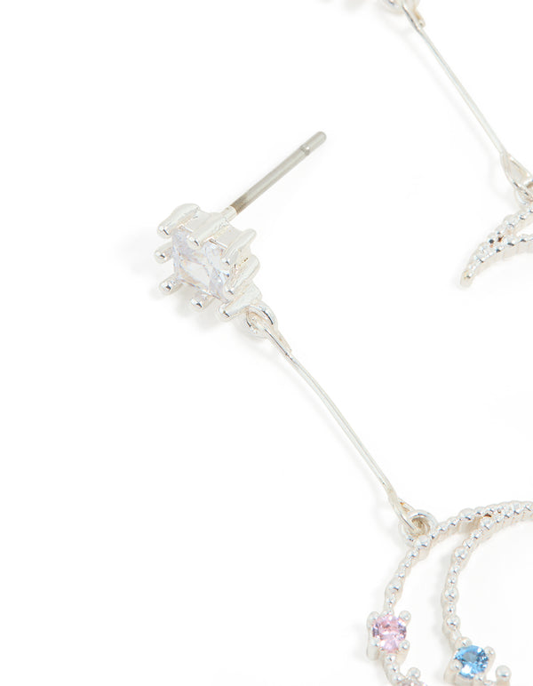 Silver Plated Moon Drop Earrings