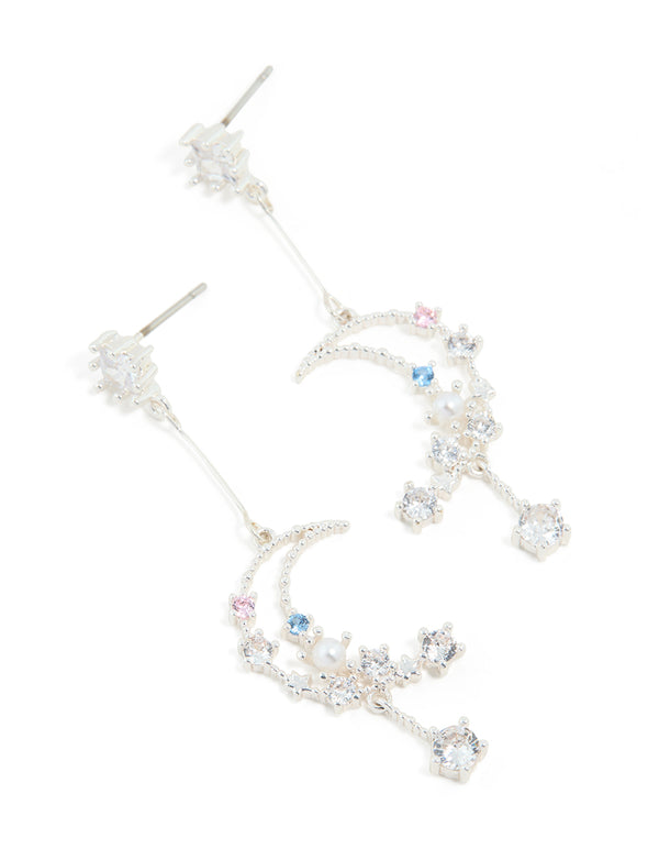 Silver Plated Moon Drop Earrings