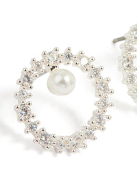 Silver Plated Cubic Zirconia Pearl Wreath Earrings - link has visual effect only
