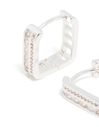 Silver Plated Cubic Zirconia Double Pavé Hoop Earrings - link has visual effect only