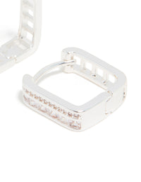 Silver Plated Cubic Zirconia Double Pavé Hoop Earrings - link has visual effect only