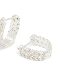 Silver Plated Cubic Zirconia Mini Vine Huggie Earrings - link has visual effect only