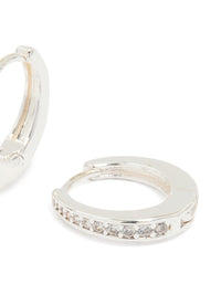 Silver Plated Cubic Zirconia Graduated Huggie Hoop Earrings - link has visual effect only