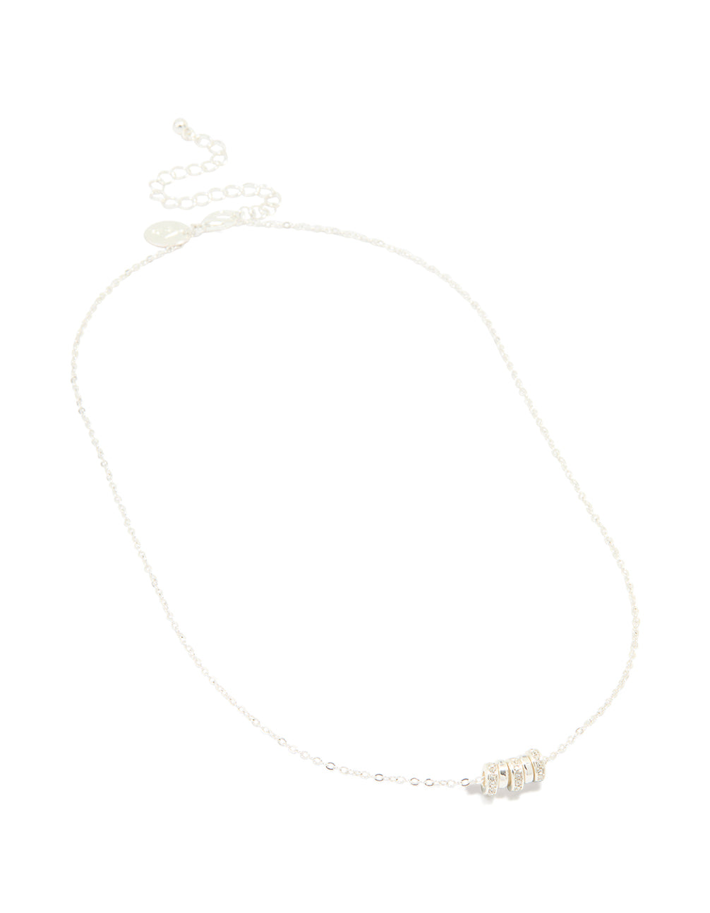 Silver Plated Cubic Zirconia Rondell Necklace