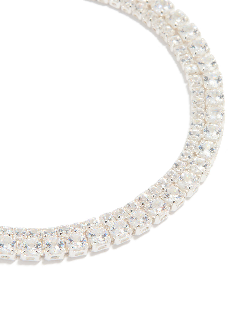 Silver Plated Cubic Zirconia Double Row Tennis Bracelet