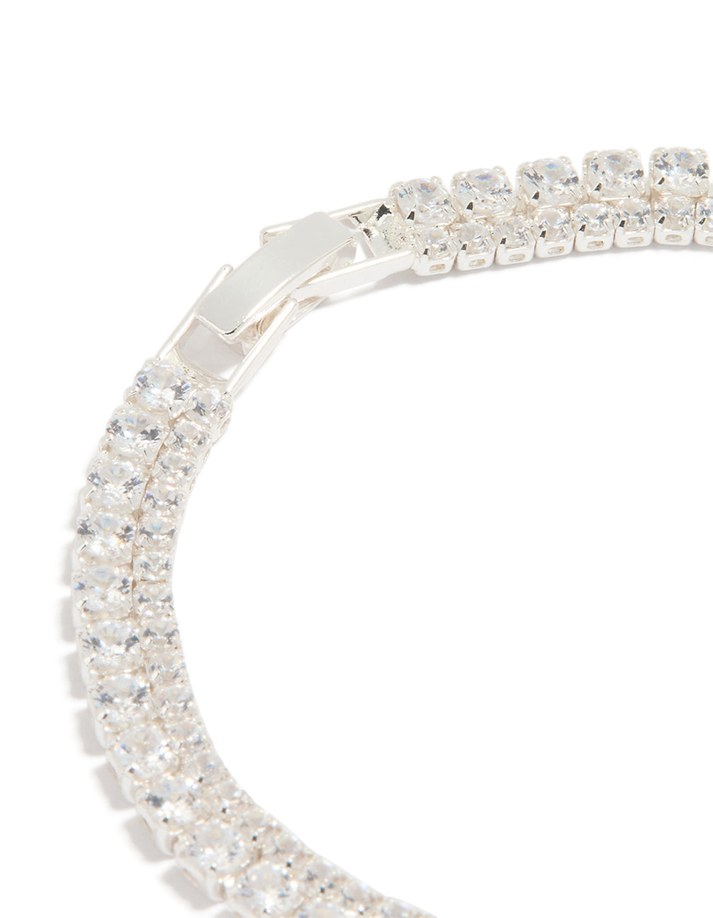 Silver Plated Cubic Zirconia Double Row Tennis Bracelet