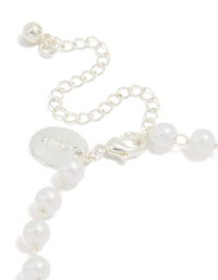 Silver Plated Pearl Double Bow Bracelet - link has visual effect only