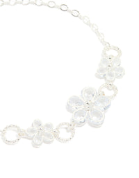 Silver Plated Cubic Zirconia Flower Station Bracelet - link has visual effect only