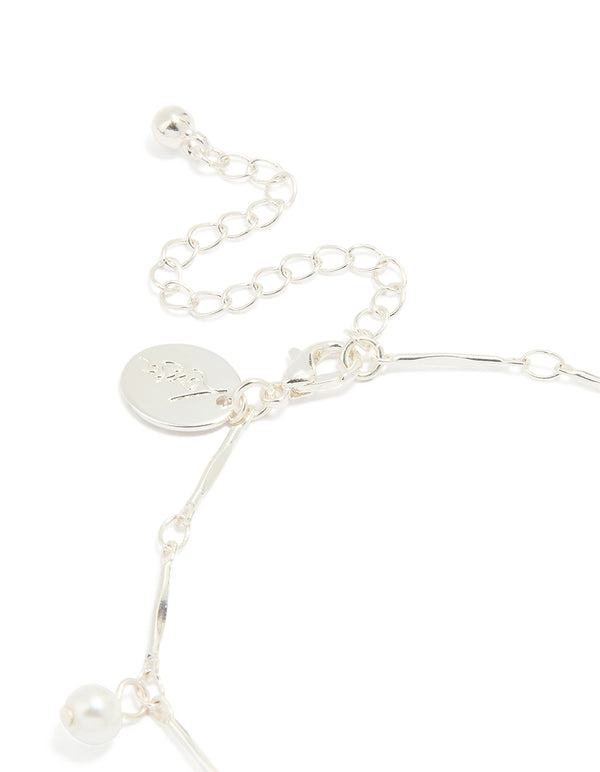 Silver Plated Cubic Zirconia Pearl Drop Bracelet