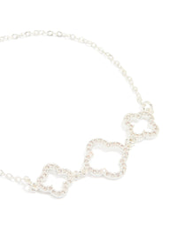 Silver Plated Cubic Zirconia Flower Trio Toggle Bracelet - link has visual effect only