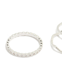 Silver Plated Dainty Cubic Zirconia & Plain Rings 5-Pack - link has visual effect only